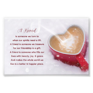 Friendship Quote Red Heart Mug in Snow Photo Print