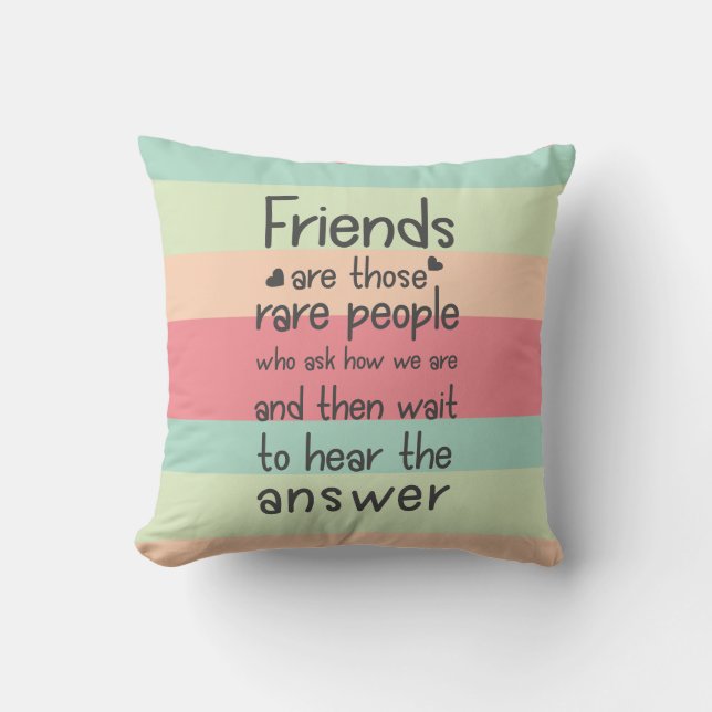 Friendship Quote Stripes Pastel Cute Friends rare  Cushion (Front)