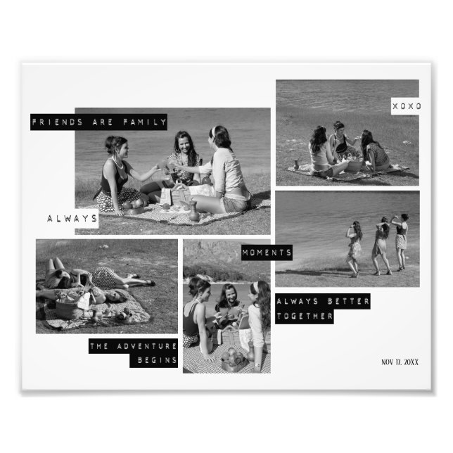Friendship Quotes 5 Photo Grid Collage Modern Print (Front)