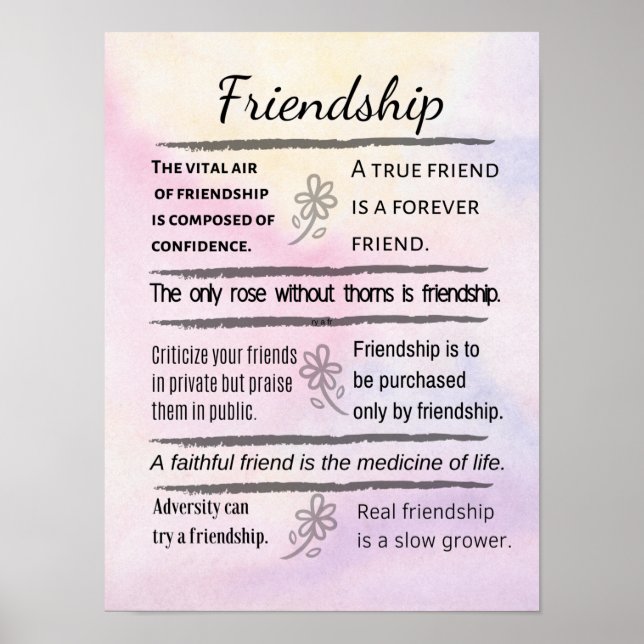 Friendship Quotes Poster (Front)