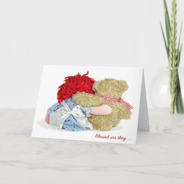 Friendship Rag Doll and Teddy Bear Holiday Card (Front)