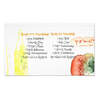 Friendship recipe photo print