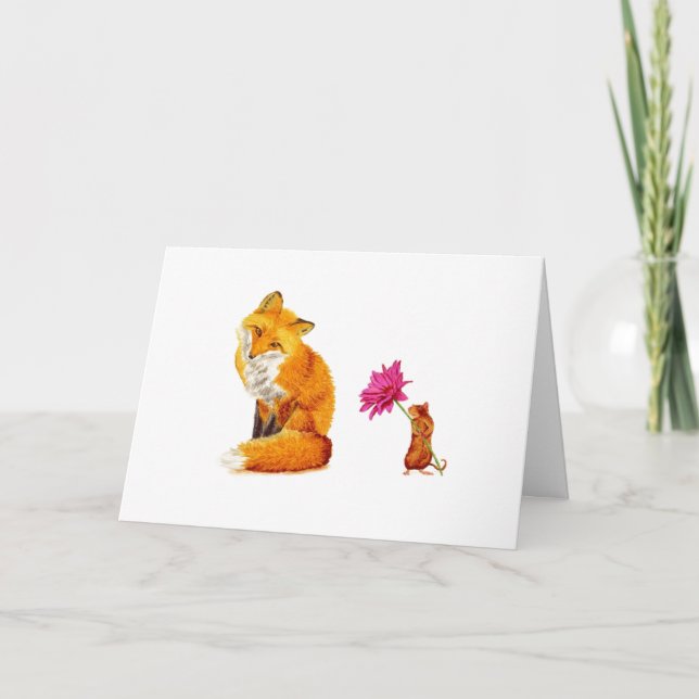 Friendship Red Fox and Mouse Greeting Card (Front)