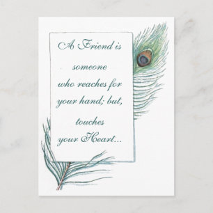 Friendship Retro Vintage Peacock Feather Postcard