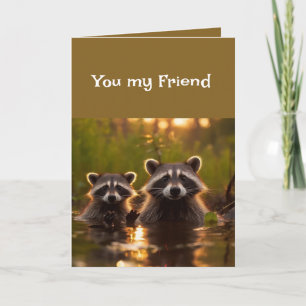 Friendship Such a Blessing Raccoons Cute Card