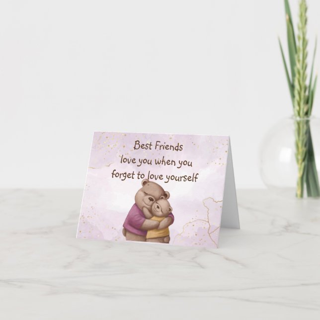 Friendship Teddy Bear Love you Inspirational  Thank You Card (Front)