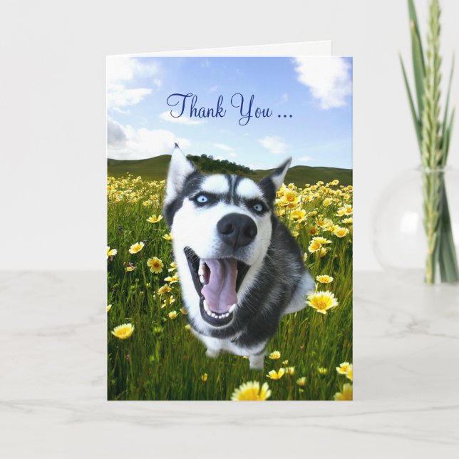 Friendship Thank You with Cute Husky Flowers (Front)