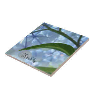Friendship Tile Art Blue Floral Hydrangea Flowers