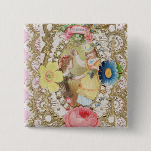 Friendship, Valentine card, c.1870 (colour litho o 15 Cm Square Badge