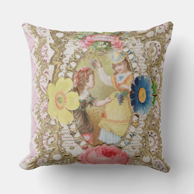 Friendship, Valentine card, c.1870 (colour litho o Cushion (Front)