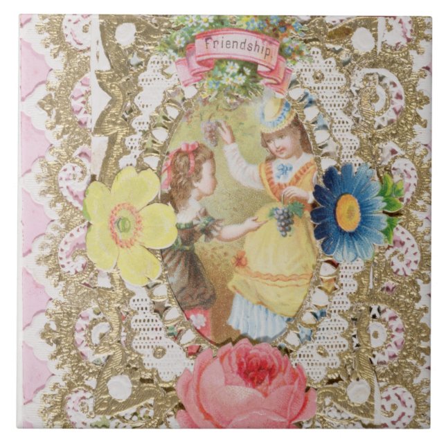 Friendship, Valentine card, c.1870 (colour litho o Tile (Front)