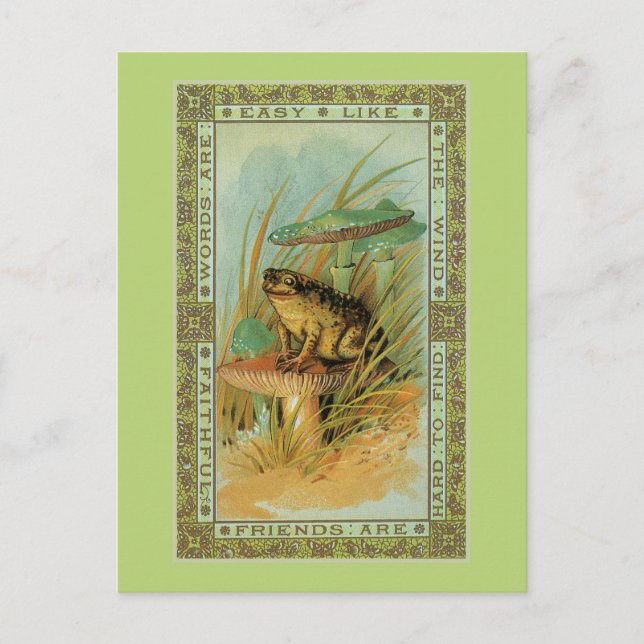 Friendship, Victorian frog (toad), toadstools Postcard (Front)