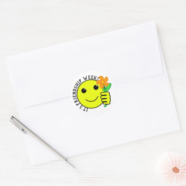 Friendship Week Classic Round Sticker (Envelope)