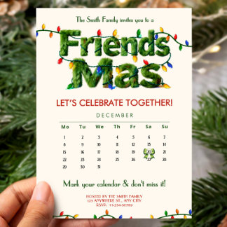 Friendsmas Christmas Party Calendar Winter Holiday Invitation