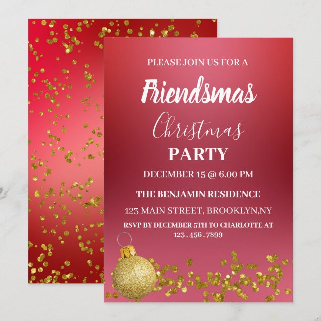  Friendsmas Christmas Party  Invitation (Front/Back)