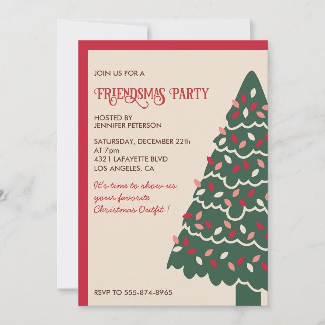 Friendsmas Invitation Classic Giant Christmas Tree (Front)