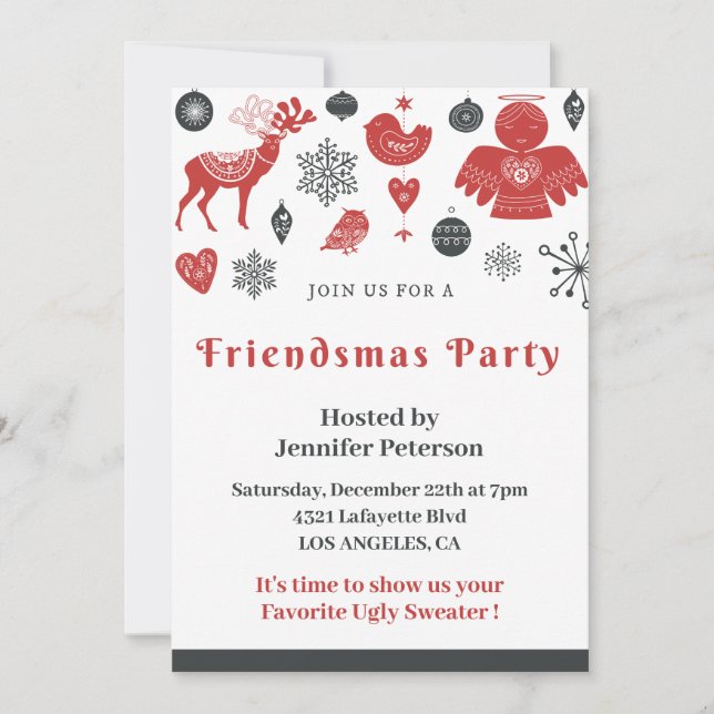 Friendsmas invitations Christmas Nordic  (Front)