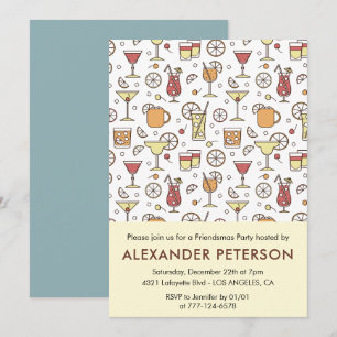 Friendsmas invitations Cocktail Pattern 