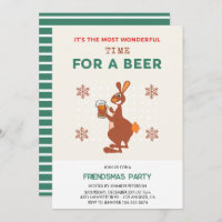 Friendsmas invitations Funny Kangaroo  Beer Pun