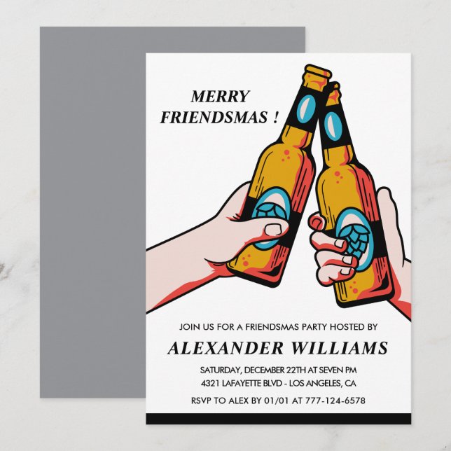 Friendsmas invitations Merry Friendsmas Beer (Front/Back)