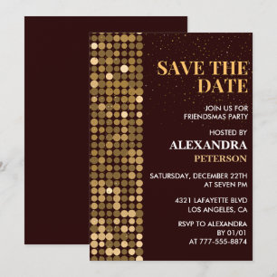 Friendsmas invitations Save the date Gold