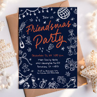 Friendsmas Party Invitation, Hand Drawn Invitation
