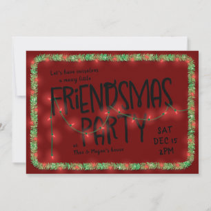 Friendsmas Party Invite Holiday Lights & Garland