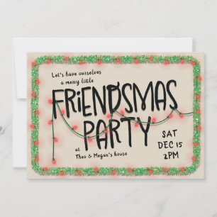 Friendsmas Party Invite   String Lights & Garland