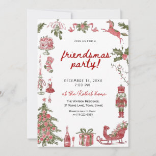  Friendsmas Whimsical Doodle Christmas Party Invitation