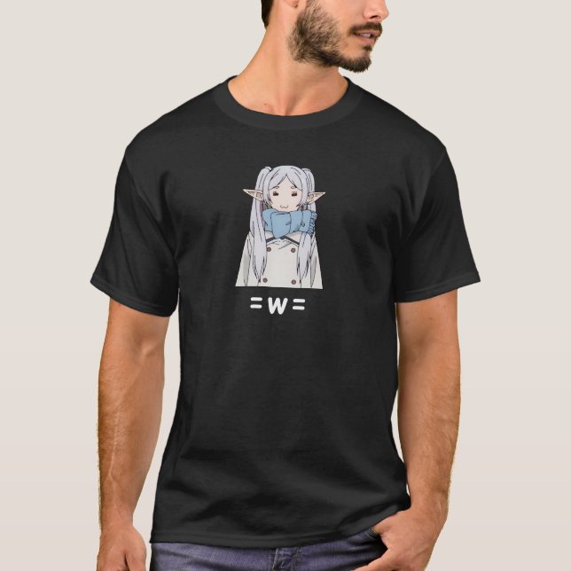 frieren cute =3= face anime japanese T-Shirt (Front)
