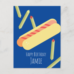 Fries and Hotdogs Birthday Name Postcard