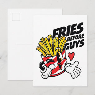 Fries Before Guys – Fun Cartoon Fry Box Postcard