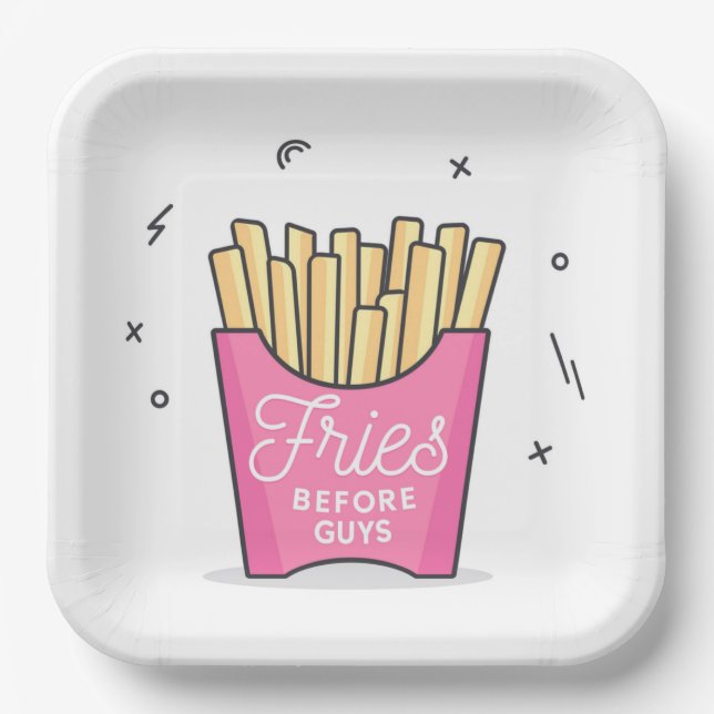 Fries Before Guys Paper Plate (Front)