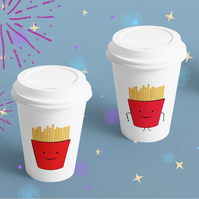 Fries Cartoon Paper cup (french fries snacks art kids,adult party stationery, birthday party use and throw paper cups)