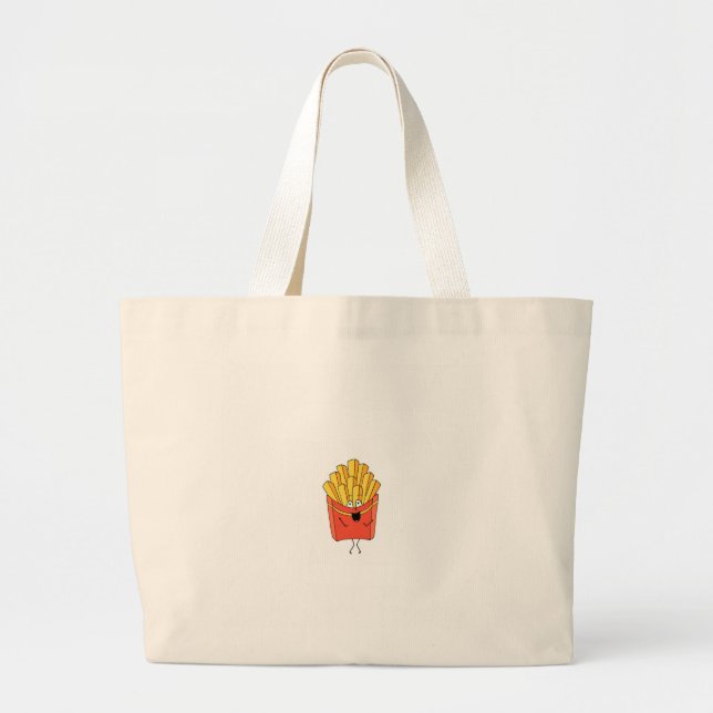 Fries, chips, hot chips themed large tote bag (Front)
