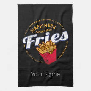 Fries Chips Snack Vintage Potato or French Fries Tea Towel