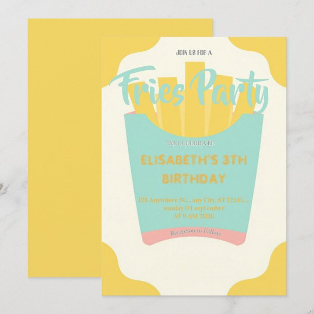 Fries Restaurant Birthday Party Invitation (Front/Back)