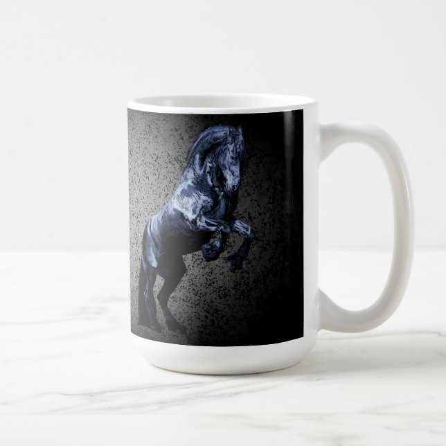 Friesian black stallion/black beauty, horse silver coffee mug (Right)