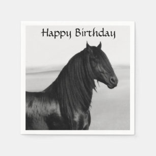 Friesian black stallion horse napkin