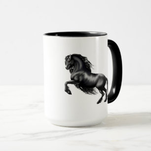 Friesian, black stallion horse, the black beauty mug