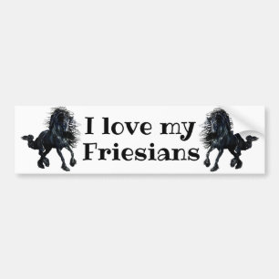 Friesian, black stallion, I love my Friesians Bumper Sticker