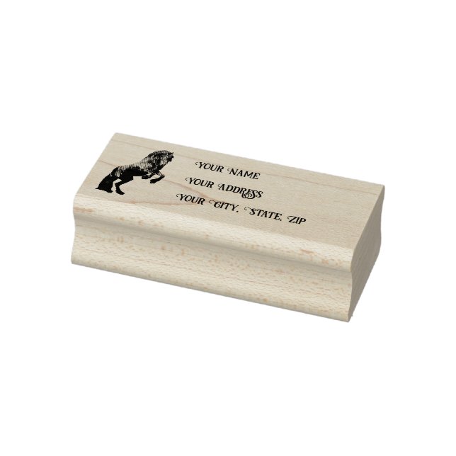 Friesian/black stallion, Personal Address stamp/3b Rubber Stamp (Stamp)