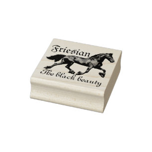 Friesian black stallion, the black beauty, horse r rubber stamp