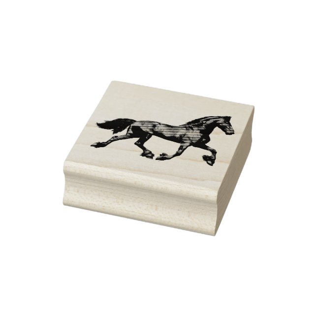 Friesian black stallion, the black beauty, horse rubber stamp (Stamp)