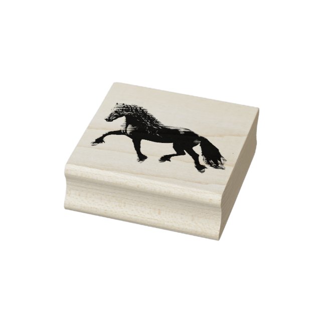 Friesian black stallion, the black beauty, horse rubber stamp (Stamp)