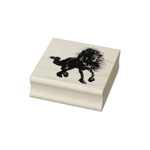 Friesian black stallion, the black beauty, horse rubber stamp