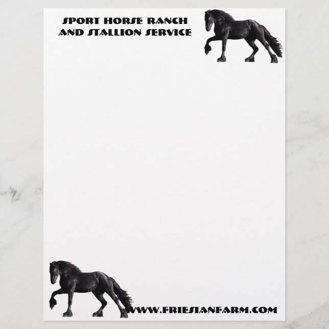 Friesian Colt Custom Letterhead (Front)