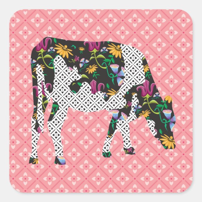 Friesian cow, Friese koe Square Sticker (Front)