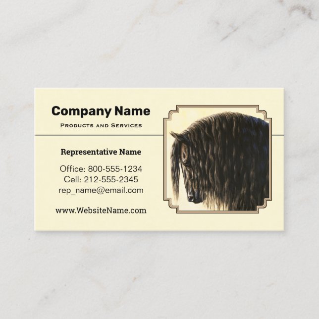 Friesian Draught Horse Pale Yellow Business Card (Front)