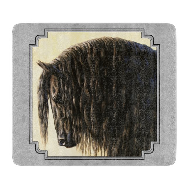 Friesian Draught Horse Silver Grey Cutting Board (Front)